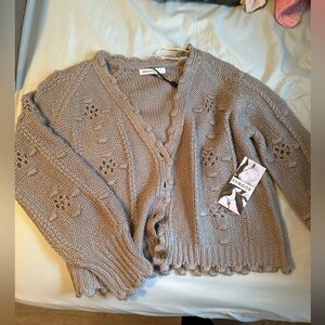 Brown cable knit cardigan